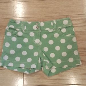 Mini Boden green polkadot shorts
